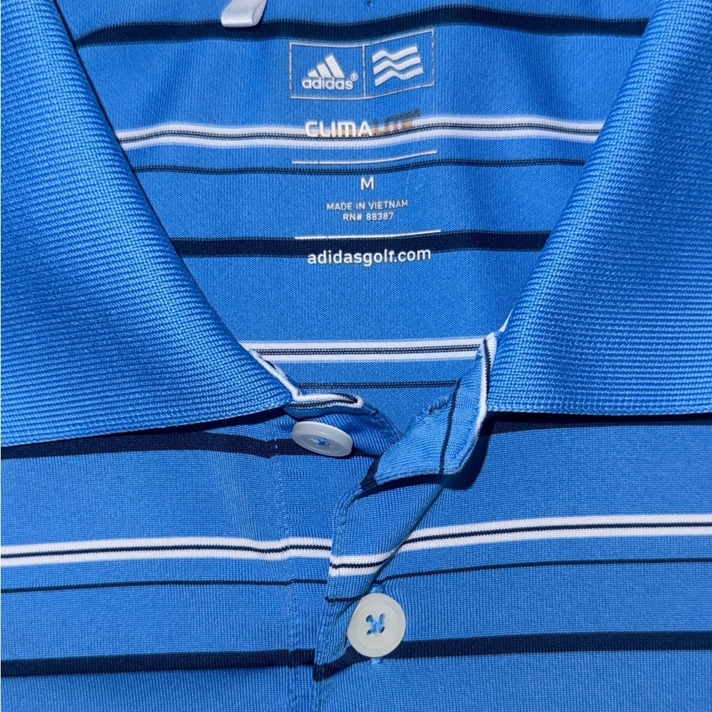 Adidas Climate Troon North Golf Polo Men’s Medium Blue Stripe Performance